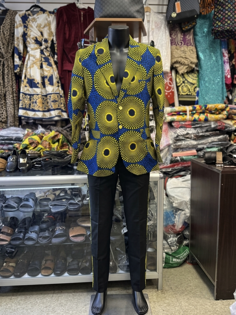 Royal Blue & Gold Ankara Print Blazer Ensemble