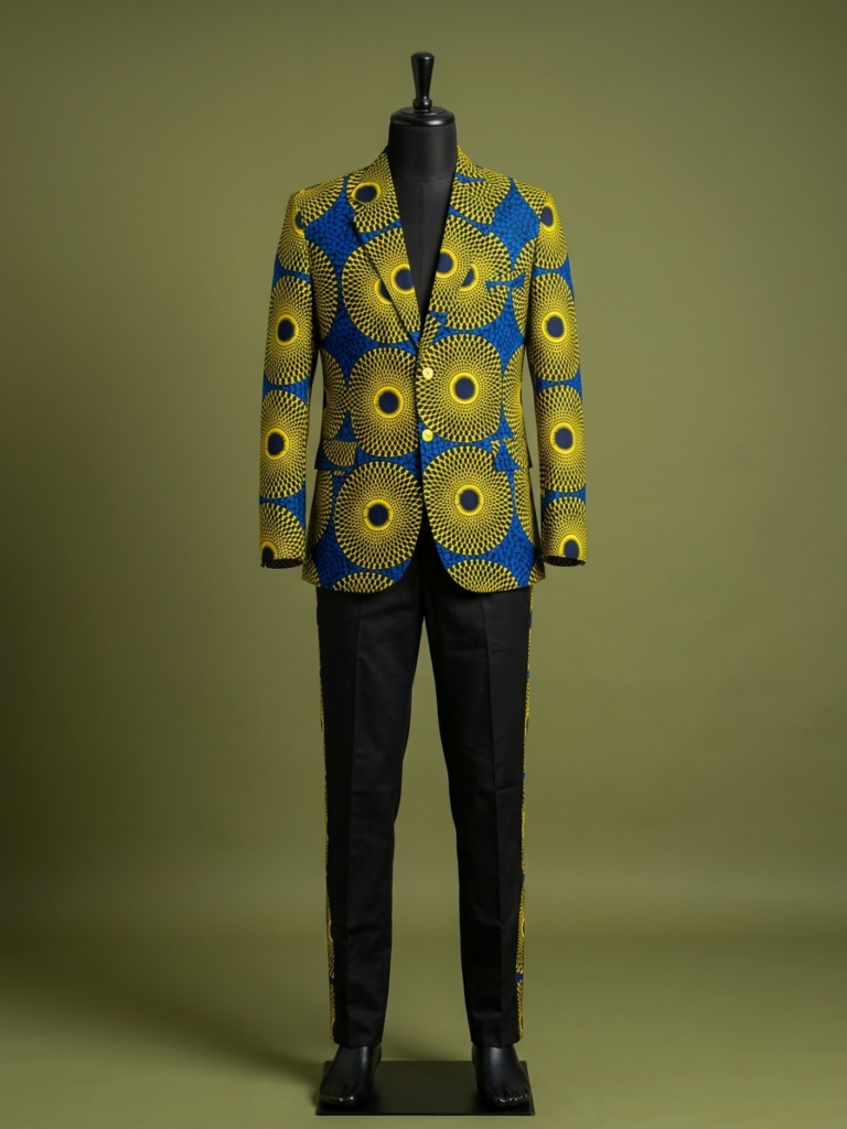 Royal Blue & Gold Ankara Print Blazer Ensemble