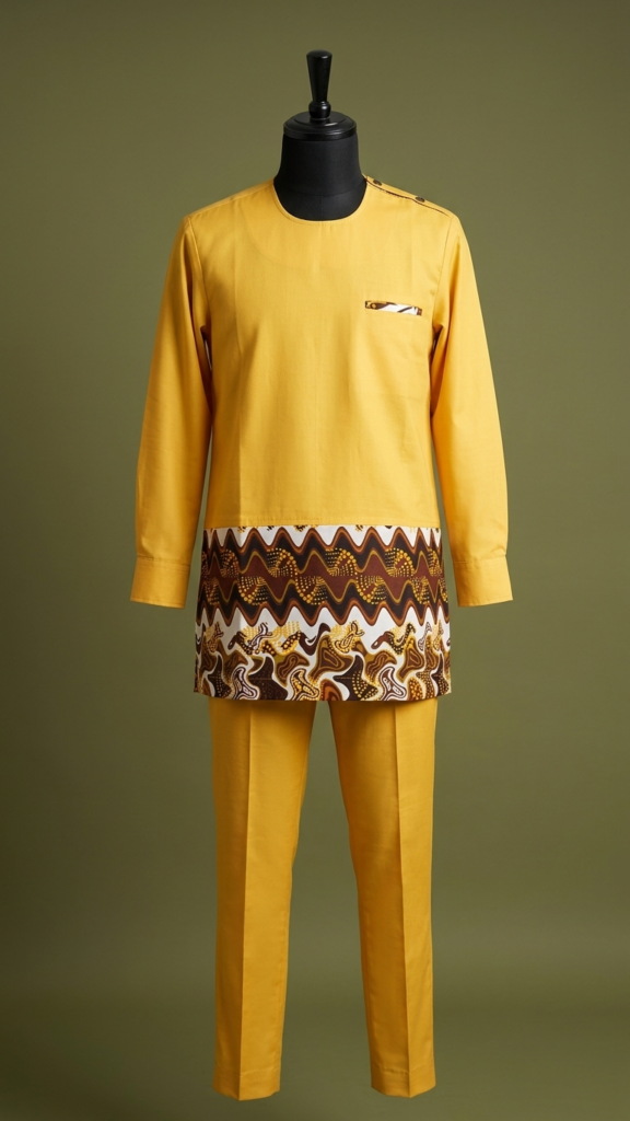 Yellow 2-Piece Set with Geo Print Hem