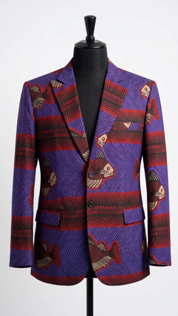 Purple Aquatic Print Statement Blazer