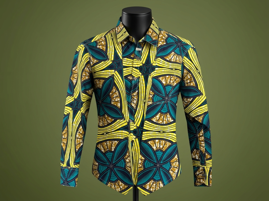 Tropical Cyan & Yellow Patterned Long-Sleeve Shirt