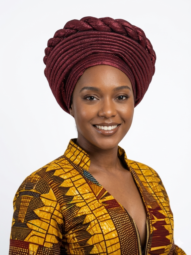Burgundy Gele Headwrap